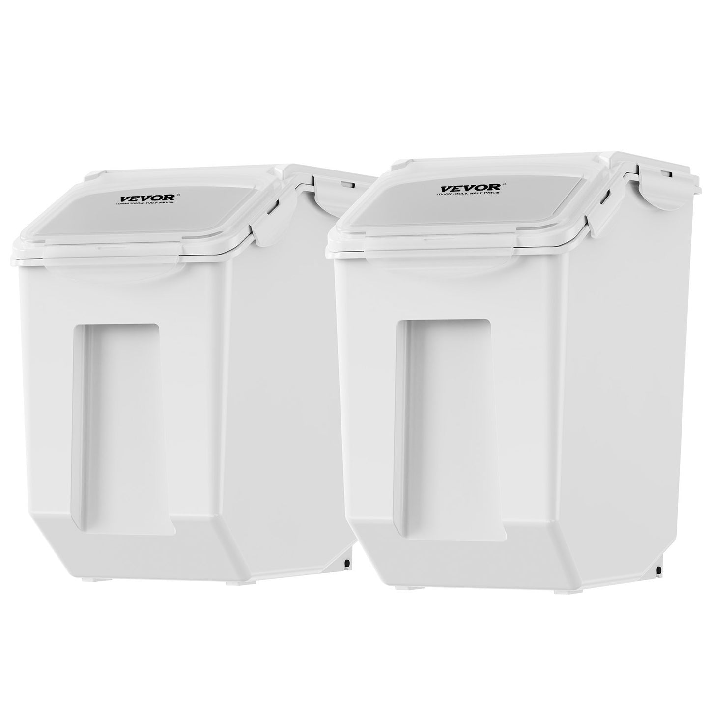 Ingredient Storage Bin, 2 X 15L Dispenser Bin With 2 Measuring Cups, Attachable Casters And Airtight Lid, Dog Pet Food Storage Container, PP Material Kitchen Rice Cereal Flour Bin