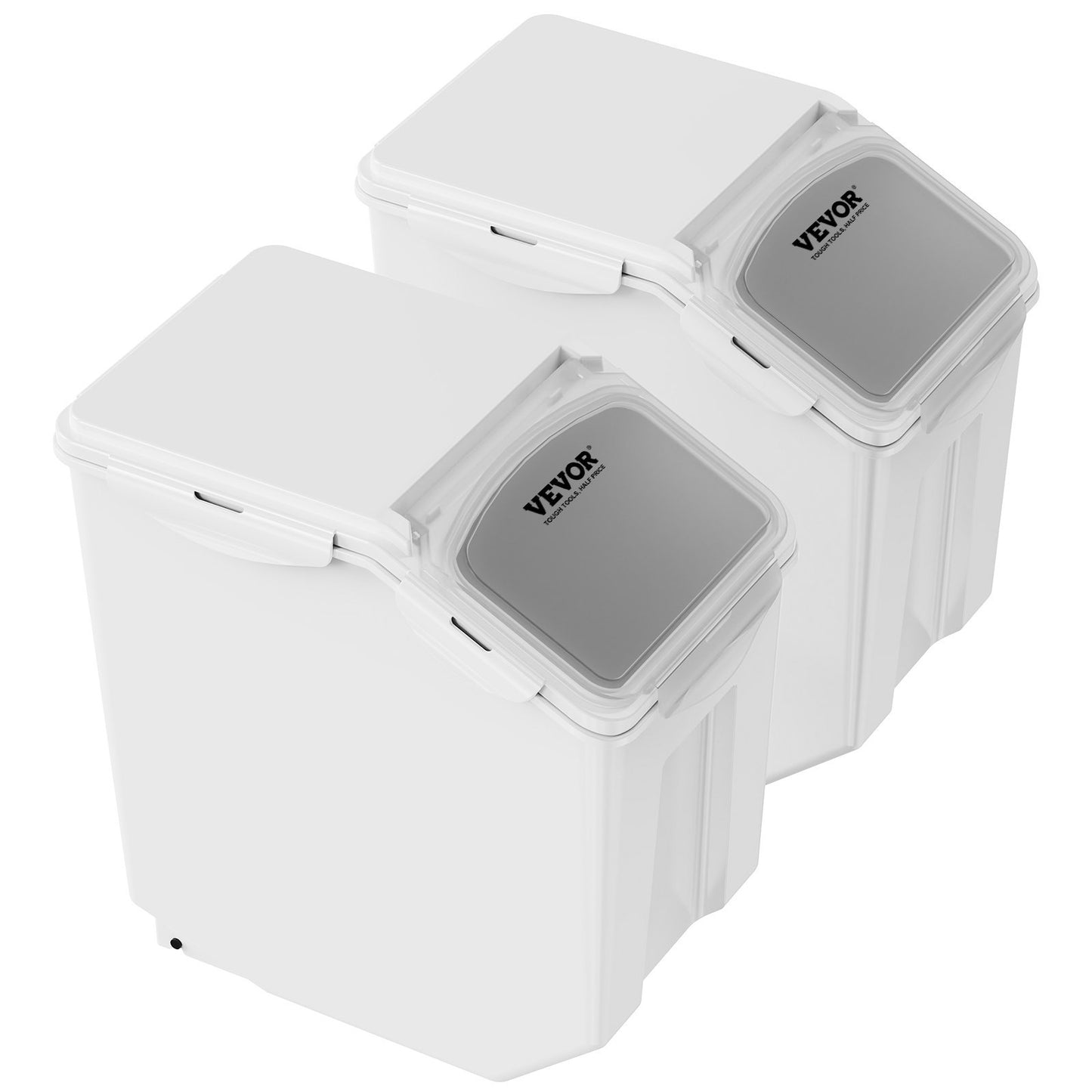 Ingredient Storage Bin, 2 X 15L Dispenser Bin With 2 Measuring Cups, Attachable Casters And Airtight Lid, Dog Pet Food Storage Container, PP Material Kitchen Rice Cereal Flour Bin