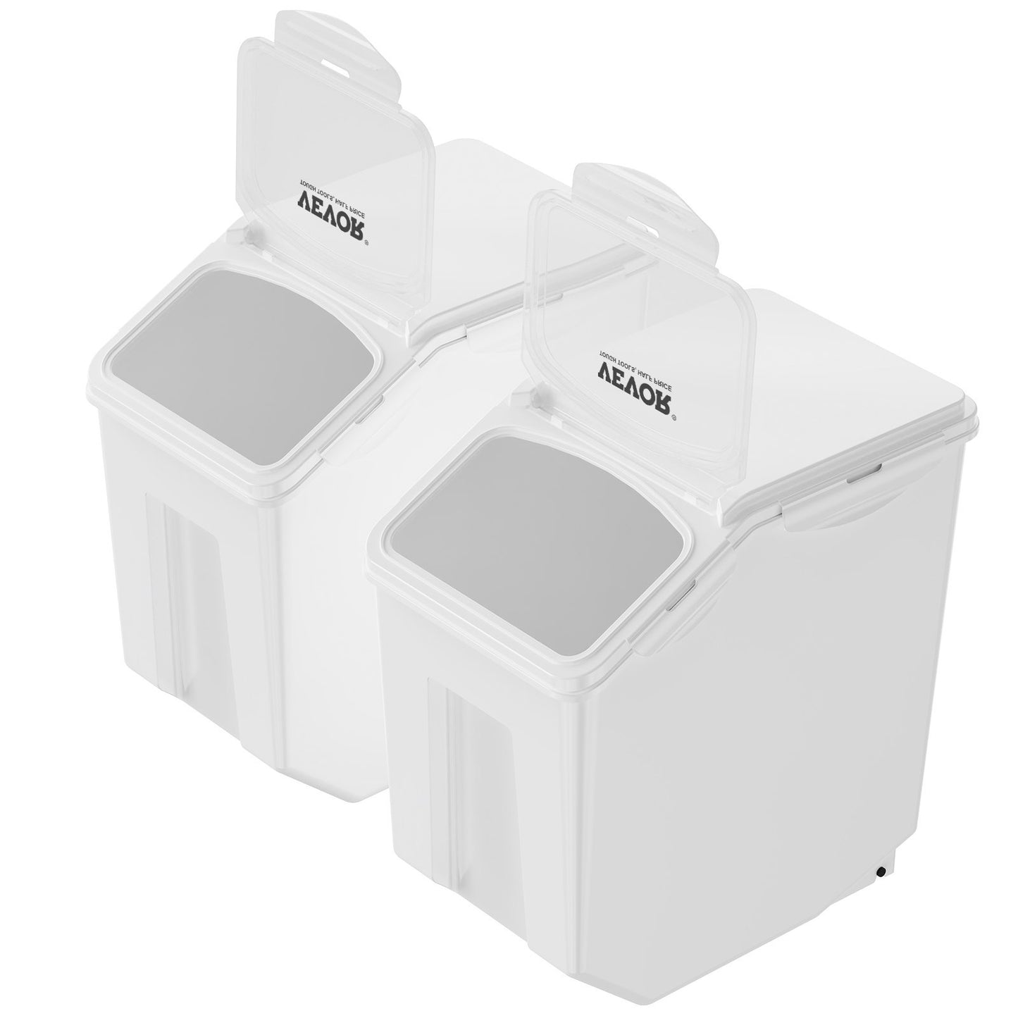 Ingredient Storage Bin, 2 X 15L Dispenser Bin With 2 Measuring Cups, Attachable Casters And Airtight Lid, Dog Pet Food Storage Container, PP Material Kitchen Rice Cereal Flour Bin