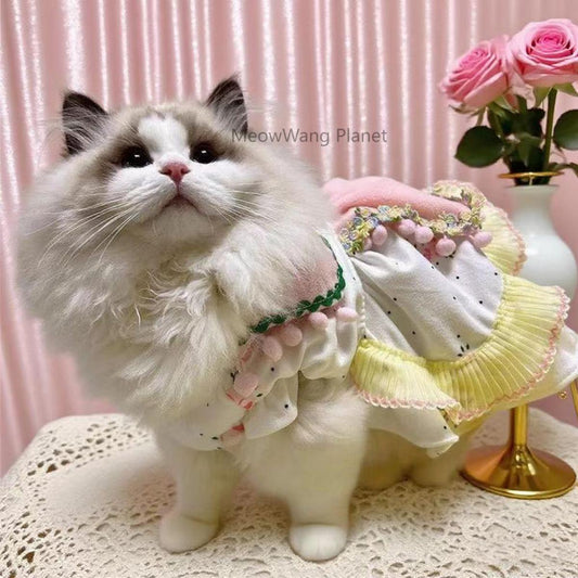 Dog Cat Clothes Pet Apparel Handcrafted Double Layer Princess Dress For Small Dogs Cats All Season Luxury Pet Apparel Custom Made Elegance Comfort Luxury Pet Gift For Cats Dogs