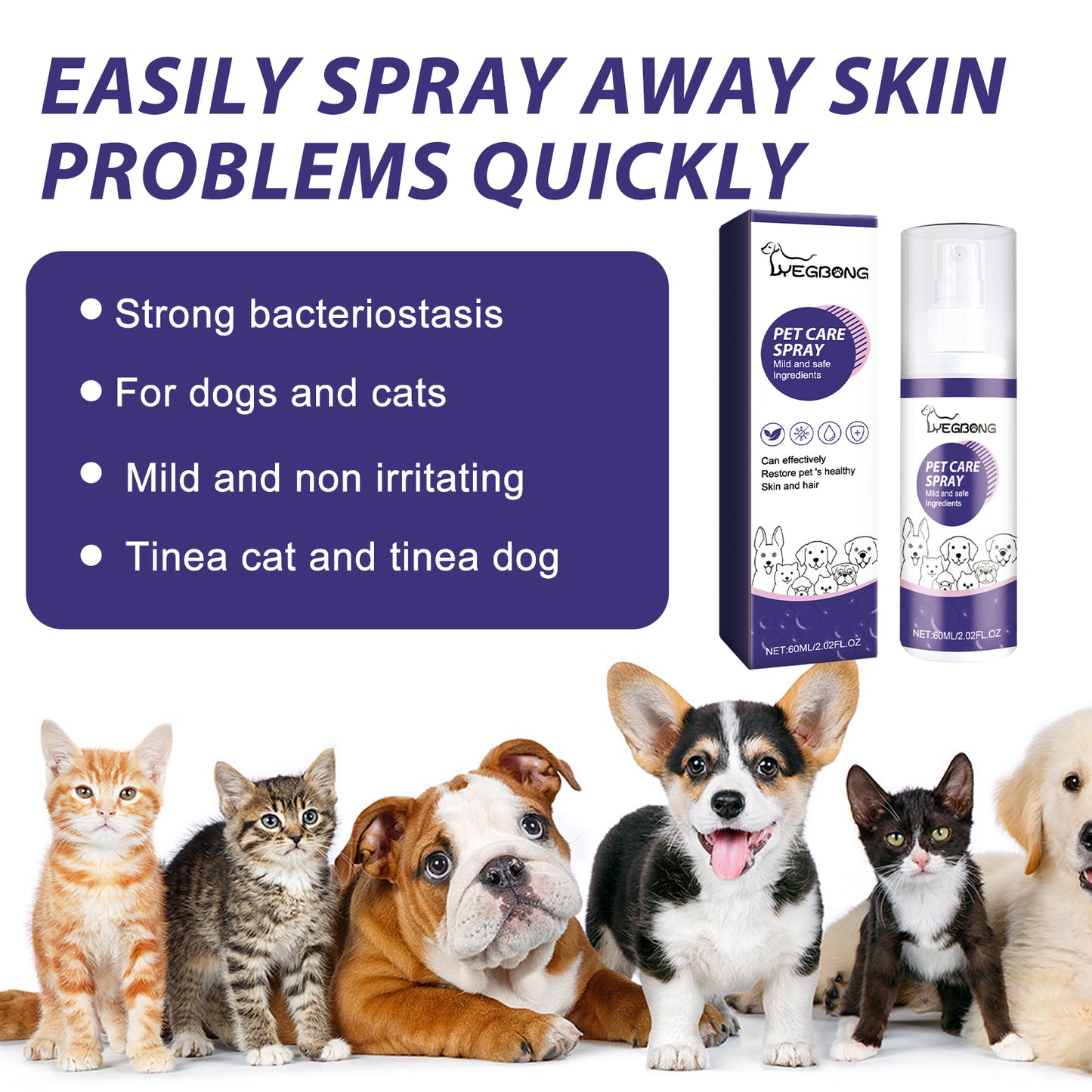 Pet Skin Care & Wound Repair Spray for Dogs & Cats | Soothes Itching & Moss