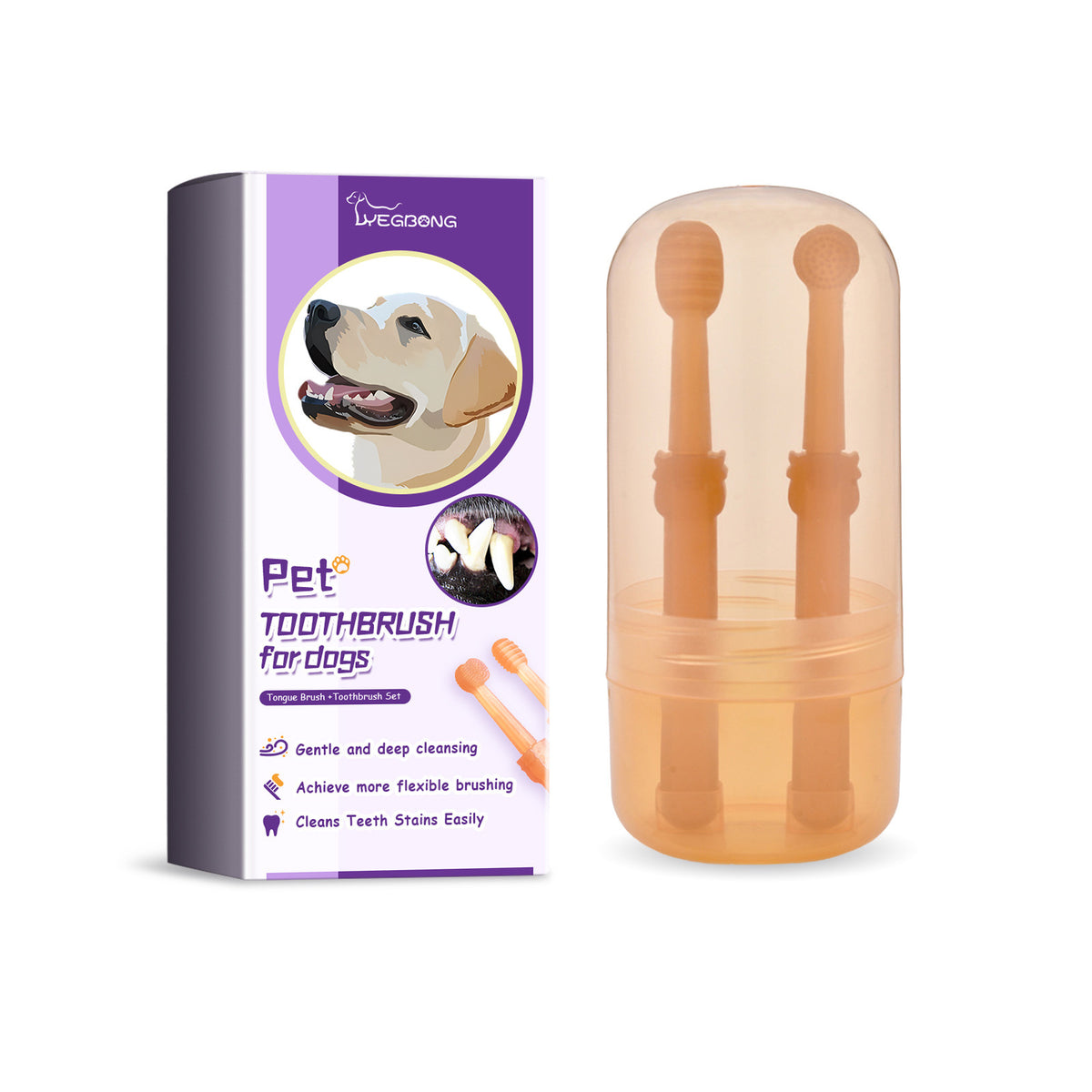 Dog Toothbrush & Tongue Cleaner Set | Silicone Dental Care for Dogs