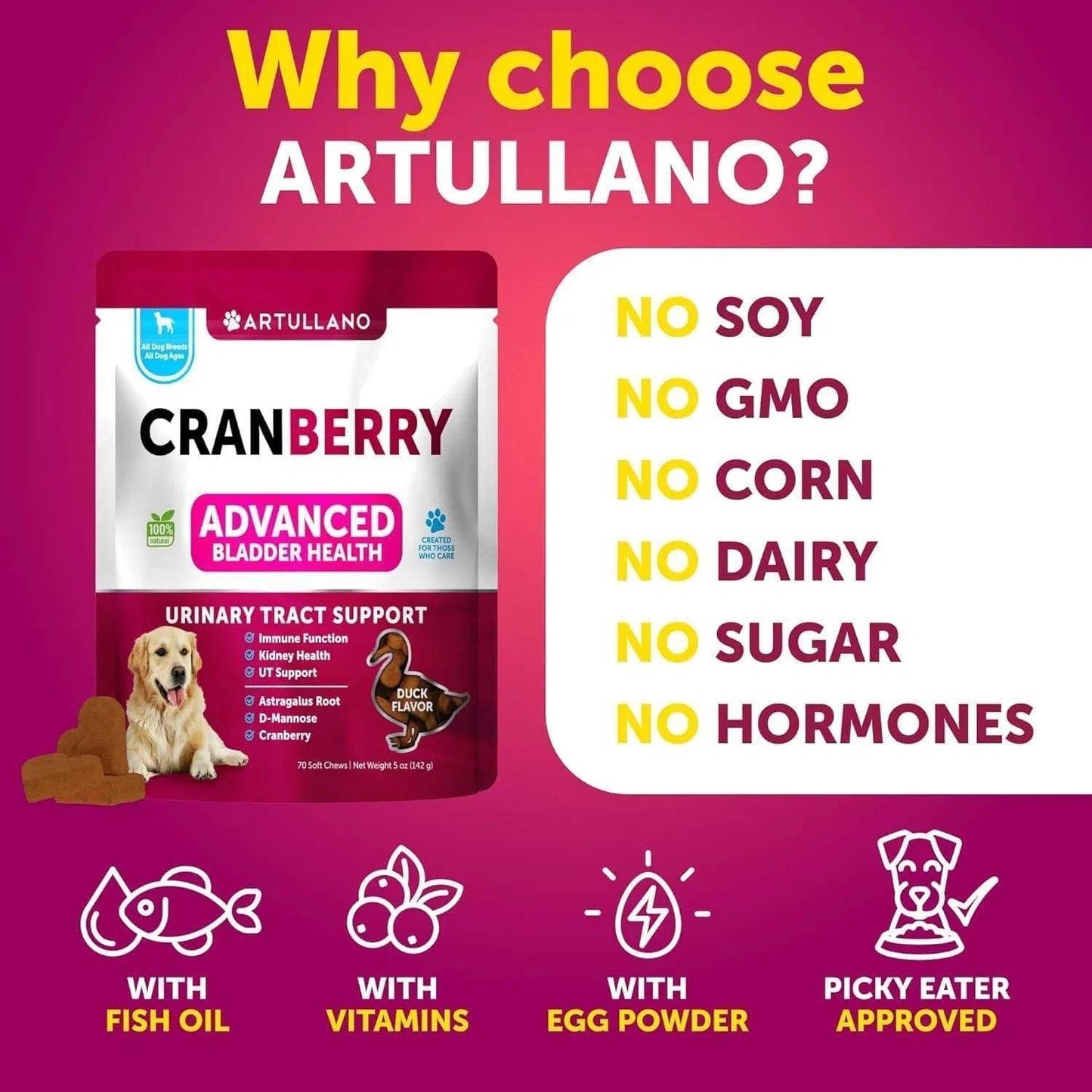 Do Not Sell On Amazon Dog UTI Treatment Cranberry Supplement Bladder Control Urinary Tract Infection Incontinence Pill Bladder Stones UTI Medicine Treats 70 Soft Chews For Kidney Support With Fish Oil - Immense Plus More