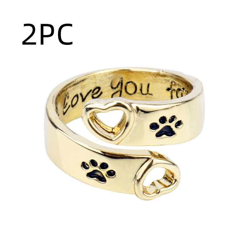 Hollow Love Dog Claw Ring
