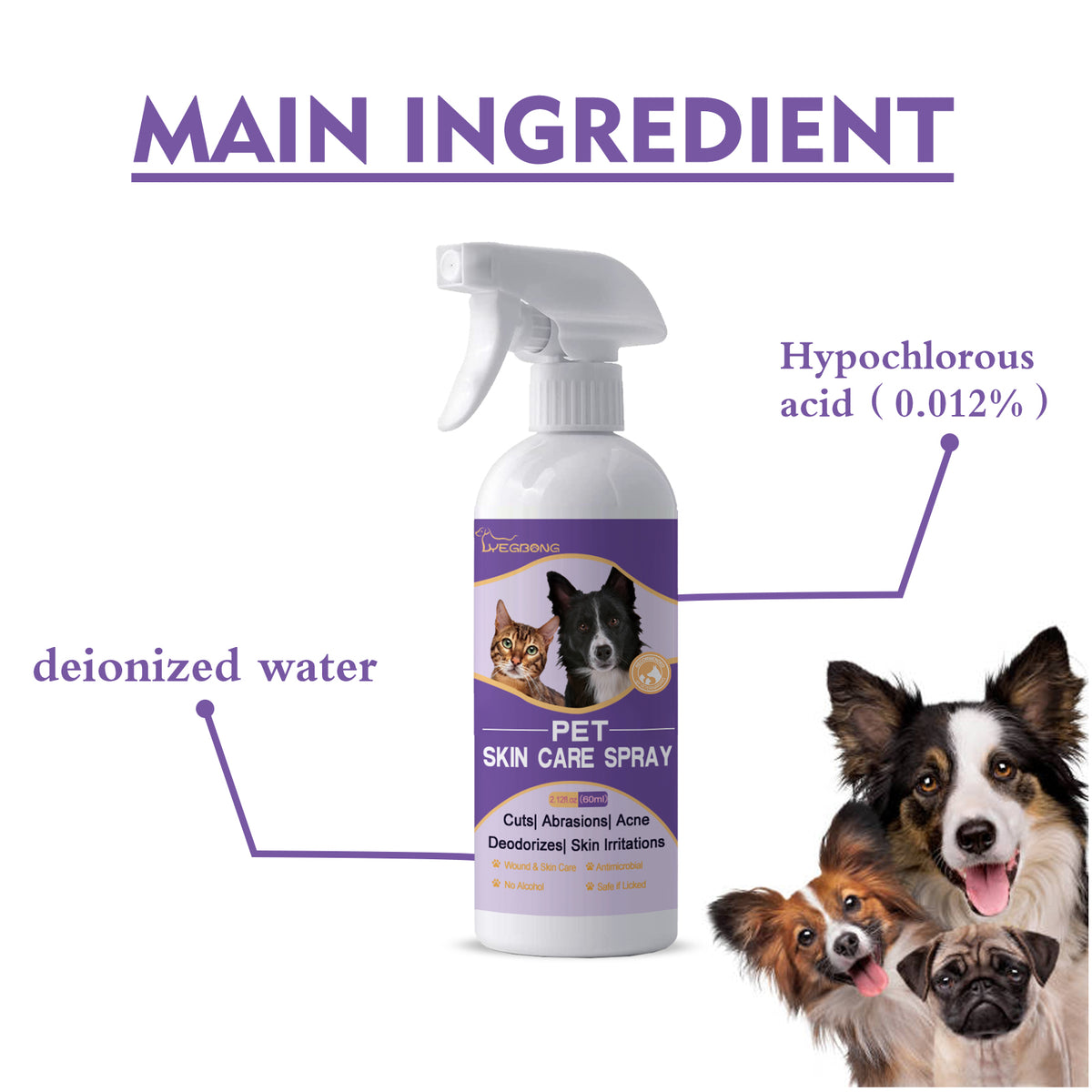 Pet Skin Relief Spray for Dogs & Cats | Soothes Itching & Eliminates Mites