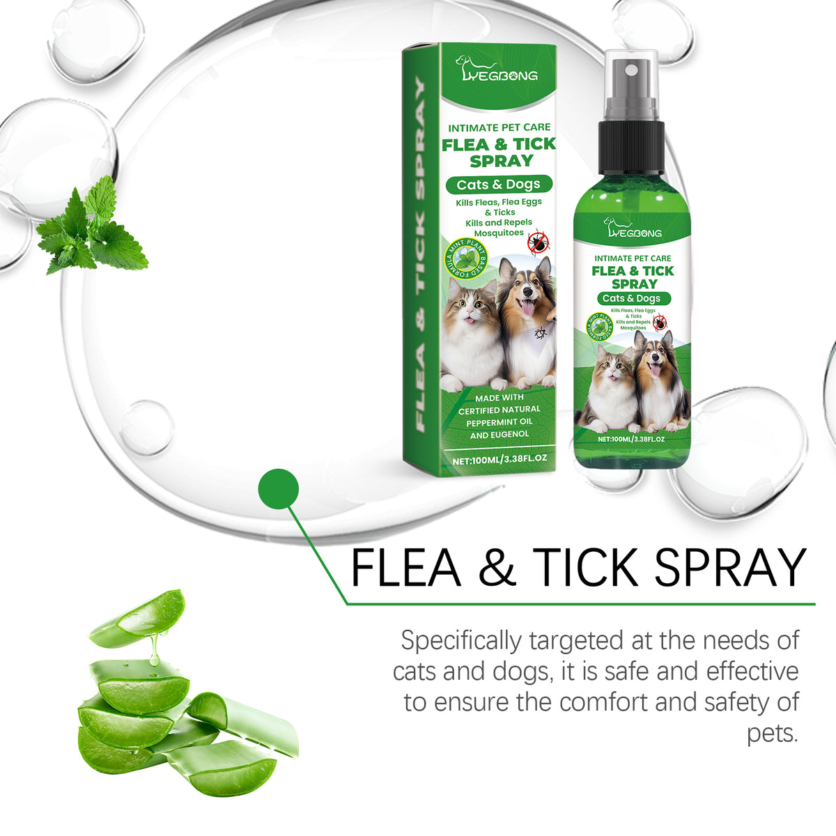 Pet Insect Repellent Spray for Dogs & Cats | Kills Fleas, Mites & Lice