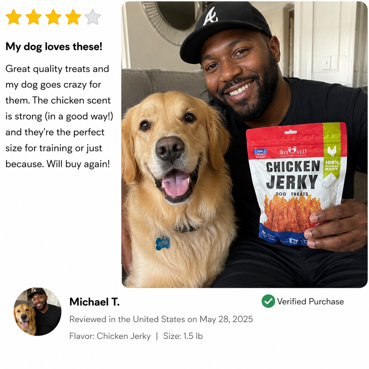 Chicken Jerky Dog Treats | Human Grade, Grain-Free | 1.5 lb
