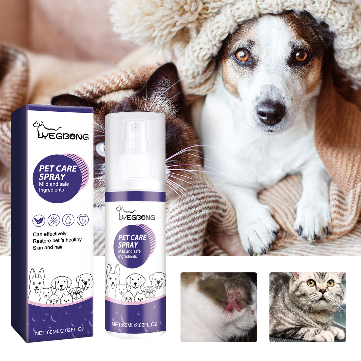 Pet Skin Care & Wound Repair Spray for Dogs & Cats | Soothes Itching & Moss
