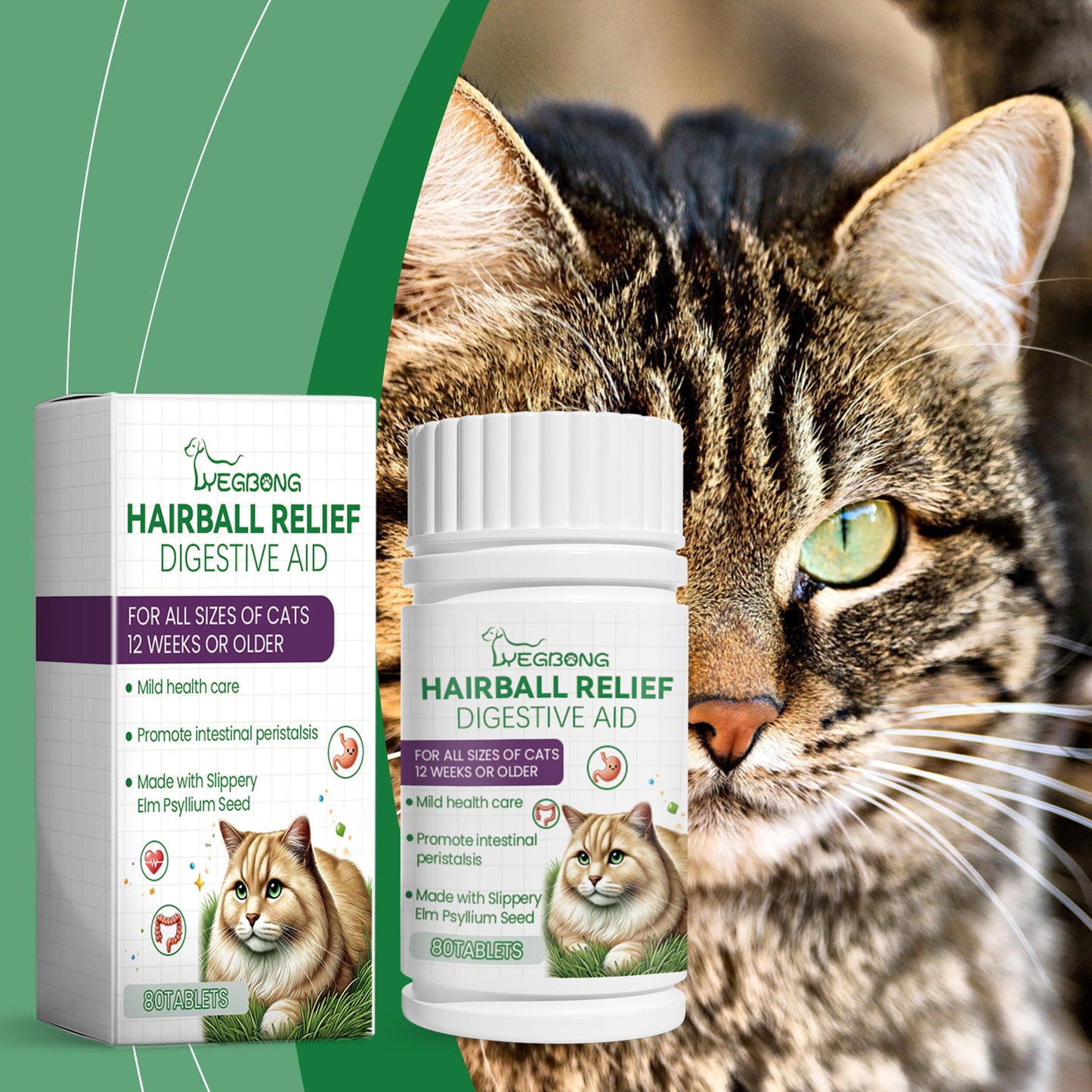 Cat Grass Digestive Tablets for Cats & Dogs